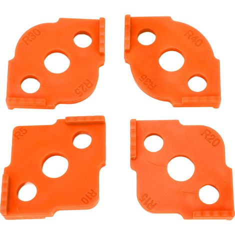 4 Stück R-Eckschablonen, Rundwinkel-Radius-Frässchablone, ABS-Holzbearbeitungs-Eckpositionierer, Orange (1/5)