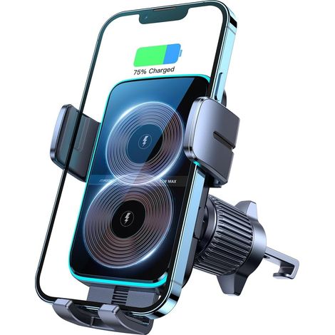 15W Qi Induction Car Phone Holder, Dual Coil & Automatic Clamping - MagSafe Fast Wireless Charger for Phone/Tab/Pad/Smartphones (1/5)