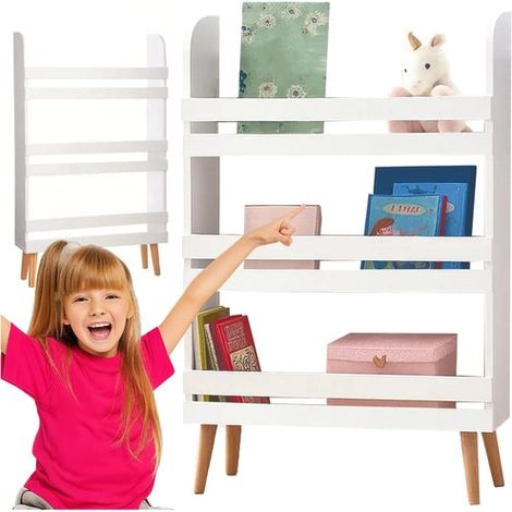 Libreria portaoggetti per giocattoli - 4 ripiani, legno bianco