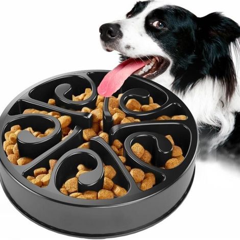Anti Glouton Chien Gamelle d\'alimentation Lente avec Base Antidérapante Favorise Une Alimentation Saine Et Une Digestion Lente Noir
