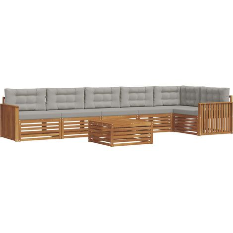 Outdoor Sofa Set with Cushion 7 pcs Natural and Light Grey vidaXL (1/5)