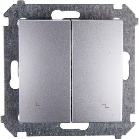 Interruptor doble para escaleras Simon 54 con iluminaci贸n, plata mate DW6/2L.01/43