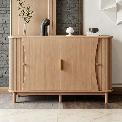 Buffet 140 cm MDF naturel, 3 compartiments HAVRYA (1/5)