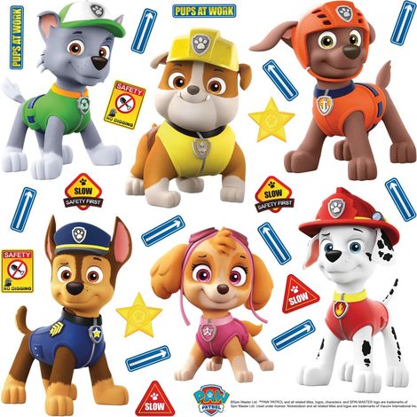 sticker mural PAW Patrol - La Pat' Patrouille bleu, jaune et orange  - Sanders & Sanders