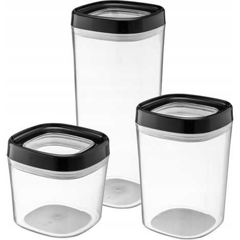 KADAX Récipient Alimentaire Produits en Poudre Épices avec Couvercle Plastique 3pcs (1/5)
