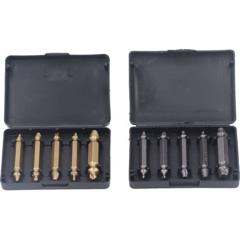 Lot de 10 extracteurs de vis en acier rapide, couleur or et argent, kit pour vis endommagées destiné aux équipements industriels (1/5)