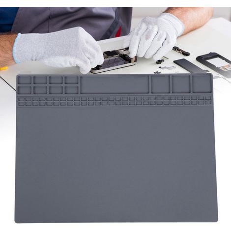 Tapis de table magnétique en silicone résistant aux hautes températures et isolant thermique, antidérapant, 405 x 305 x 8 mm, gris (1/5)