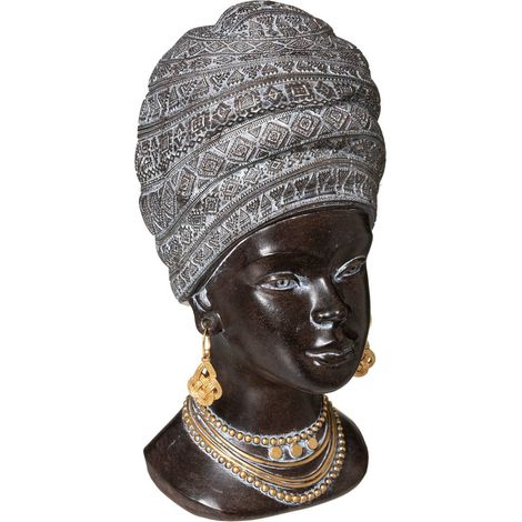 Estatuilla cabeza de mujer africana - negra - H27 -5 cm - Atmosphera créateur d'intérieur (1/3)