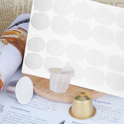 100 Stück Einweg-Kaffeekapselbecher-Aluminium-Siegelfolienaufkleber-Zubehör für Nestlé (1/5)