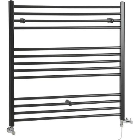 Hudson Reed Nox - Sèche-Serviettes Design Mixte Moderne Plat - Noir - 100 cm x 100 cm