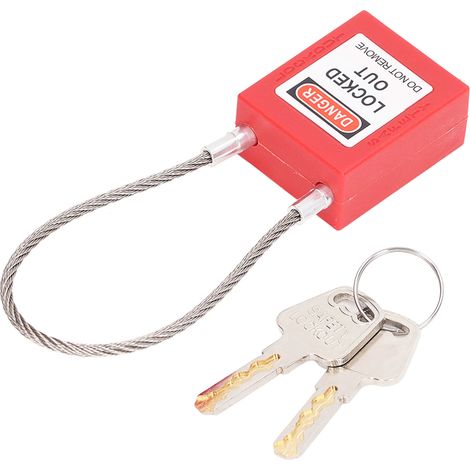 Lockout-Tagout-Verschluss, Edelstahl-Kabelschloss, Sicherheits-Vorhängeschloss mit 2 Schlüsseln (1/5)