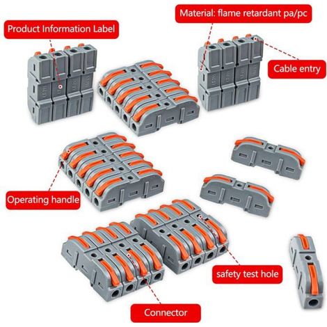 Connecteur Electrique Rapide - Levier - 4 mm² - Pour Fils Solides et Flexibles - 40 Pièces (1/5)