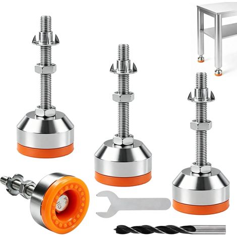 Lot de 4 Pied Reglable pour Meuble, M8x50 Mm Base 40 Mm, Patin Antidérapant, Matériau Acier au Carbone Pied Reglable pour Industrie, Commerce et Bricolage d’Équipements (1/4)