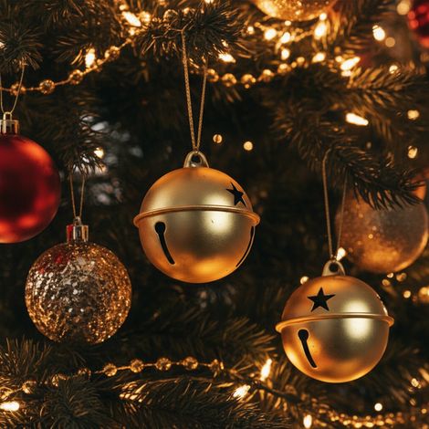 Campanellini natalizi in metallo color oro decorazioni di natale set da 12 (1/4)