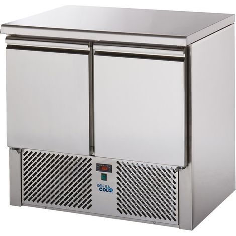 Mini table réfrigérée inox GN 1/1 - Prof. 700 mm - 2 portes - Sofraca