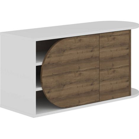 Scarpiera Kyle, Mobile Portascarpe 8 Paia, 2 Ripiani, 2 Ante, 104x37x50h cm Marrone Noce