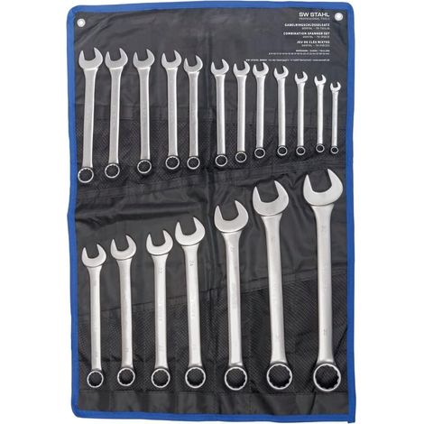 SW-Stahl 00919L Gabelringschlüsselsatz 8-32 mm, 19-teilig I Ringschraubenschlüssel I Doppel-Schraubenschlüssel I Ringschlüssel-Set I Maulschlüssel I Ringmaulschlüssel