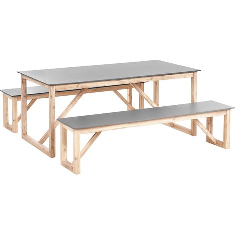 Gartenmöbel Set mit Bänken NOTTERI Beton Grau