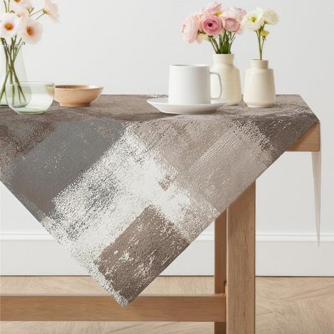 Tischdecke 85x85 cm abwaschbar modern abstrakt braun quadratisch