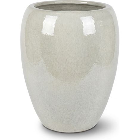 Provencelia Pflanzkübel Galilee Ø50 cm Höhe 60 cm frostbeständig, keramisch, handgefertigt, Perle (1/5)