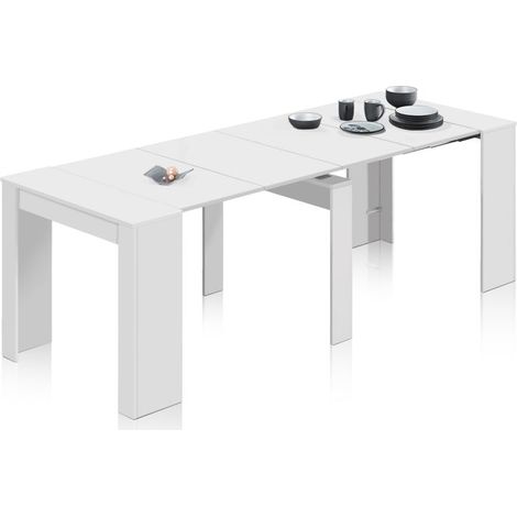 MESA COMEDOR EXTENSIBLE 90X50-237 CM BLANCO BRILLO (1/10)