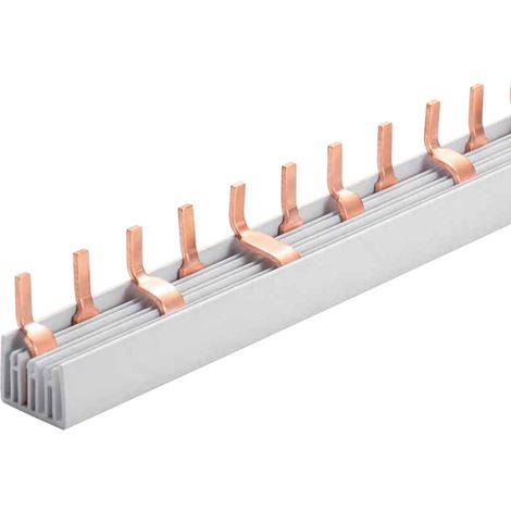 Pettine di Distribuzione Busbar Modulari 3P+N, 12 PIN, Sezione PIN 10mm², Distanza tra PIN 17,8mm, Larghezza PIN 4mm, Altezza PIN 11,5mm, Lunghezza Totale 210mm, 63A IP20