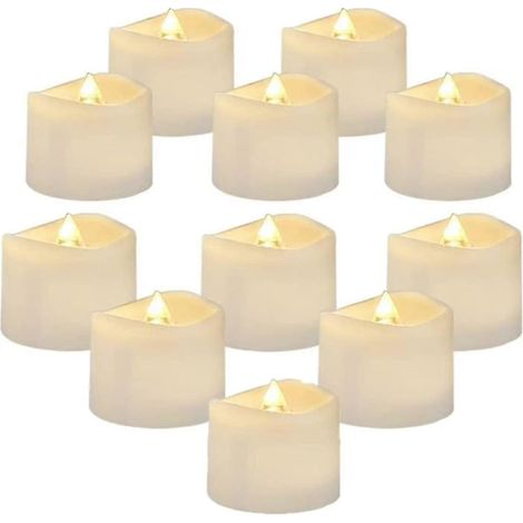 LYERCW - Lot de 12 bougies chauffantes LED avec minuterie, bougies électriques à effet vacillant, sans flamme, allumage automatique pendant 6 heures.