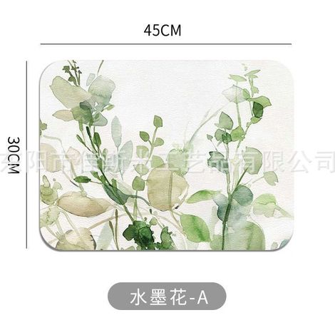 Leather placemat, oil-proof and waterproof, minimalist Western style, American light luxury placemat, heat-insulating coaster - ink painting flower - A - 3045CM2mm