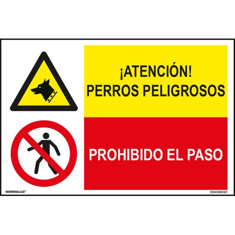 Ensemble Chiens Dangereux/interdiction Passage Signalisation Pvc Combinée Durable - Normaluz (1/2)