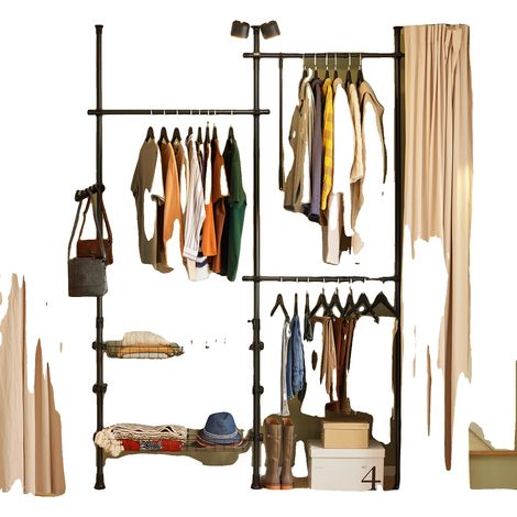 Système de garde-robe, Design ajustable, Assemblage facile, noir (1/2)