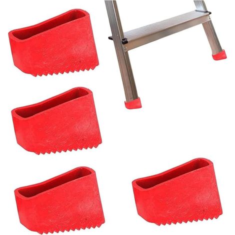 4PCS Patin Echelle 50x20 mm, Patin Escabeau Universel en Caoutchouc, Antidérapants et Réduisant le bruit, Pieds de rechange pour échelles pliantes, extensibles et de chantier (Rouge) (1/5)