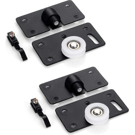 2 paires de roulettes pour porte coulissante de placard, poulies pour porte coulissante de penderie (1/5)