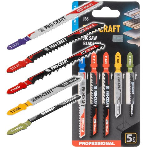 Procraft JB5 Stichsägeblatt Set 5 tlg. 1 - 50 mm für Holz und Metall (1/3)