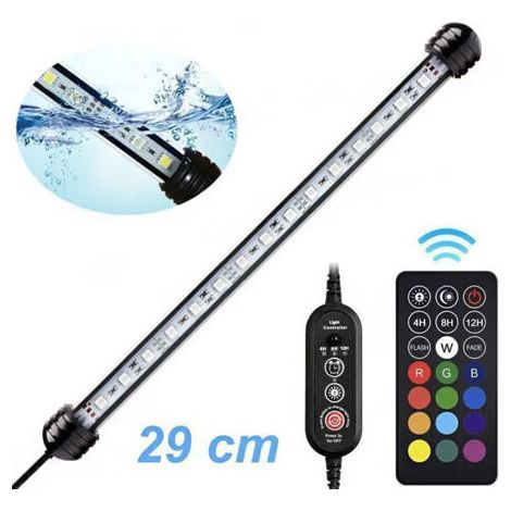 ALLIANDISLampe Aquarium LED, RGB avec télécommande sans fil Étanche LED Lumière Aquarium D'éclairage, 29cm