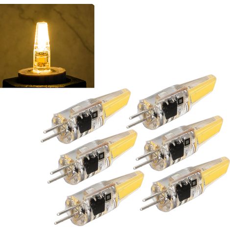 Ampoules G4 petites, ampoules COB petites, perles LED, paquet de 6, 6W, pour suspensions, plafonniers, appliques murales, lampes de table, paquet de 6 / Blanc chaud. (1/5)