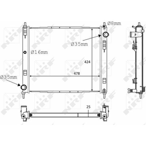 Radiateur, refroidissement du moteur NRF 58231 NISSAN 214101FE0A 214101FE0B