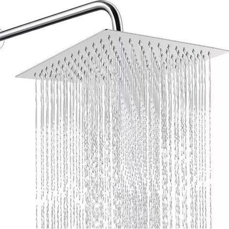 Ein 8 Zoll großer, quadratischer, silberner Einzelduschkopf und ein 30 cm großer, druckbeaufschlagter Duschkopf mit Hebel für den Hausgebrauch. (1/5)