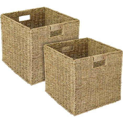 Panier de rangement, panier tressé en jute,lot de 2,2 x 34,5 x 32 cm
