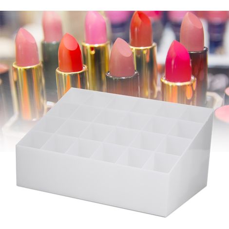 Coffret de rangement maquillage 24 compartiments pour rouge à lèvres organisateur cosmétique boîte de stockage (Blanc) (1/3)