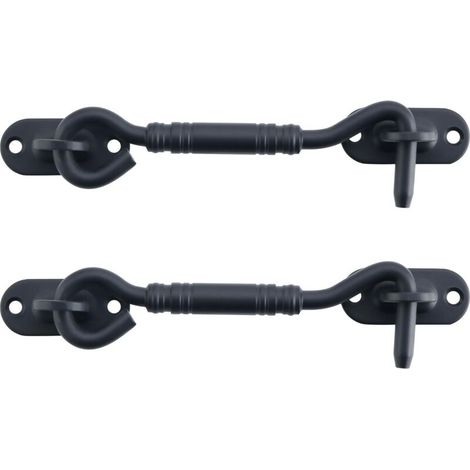 2 Pièces Crochet Fermeture Fenêtre, Crochet de Porte, Support de Fenêtre Silencieux, Verrou de Porte Interieure avec Vis de Montage, en Acier Inoxydable, Noir