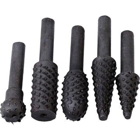 Fraise rotative PCS, lime à sculpter pour bois et plastique, foret à bois, burin à tige ronde de 6,35 mm (1/4 pouce), tête de polissage et de meulage en relief pour menuisier (1/5)