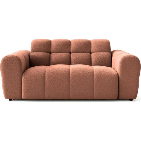 ALEXIA - Canapé droit tissu bouclette 2 places Terracotta (1/5)
