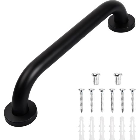 Haltegriff für Badewanne, Stützgriff für Senioren, rutschfester Duschhaltegriff, wandmontierter Haltegriff aus Edelstahl, für Senioren, 30 cm (Schwarz) (1/5)