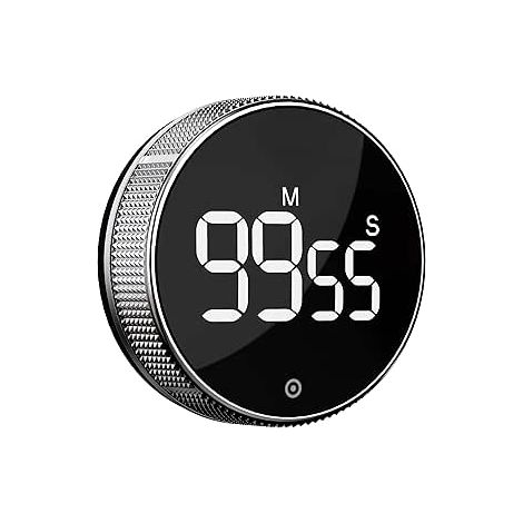 Temporizador de productividad con pantalla digital LED, temporizador inteligente para el hogar, el aula, el gimnasio y la oficina (plateado). (1/5)