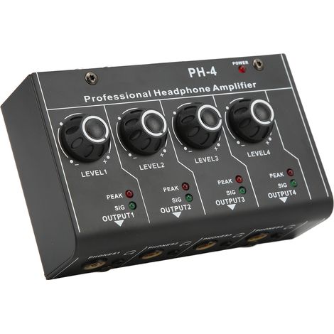 Distributeur d'amplificateurs pour casque audio, sortie stéréo 4 canaux, entrée RCA, mini-commutateur avec prise européenne 220 V CA (1/5)