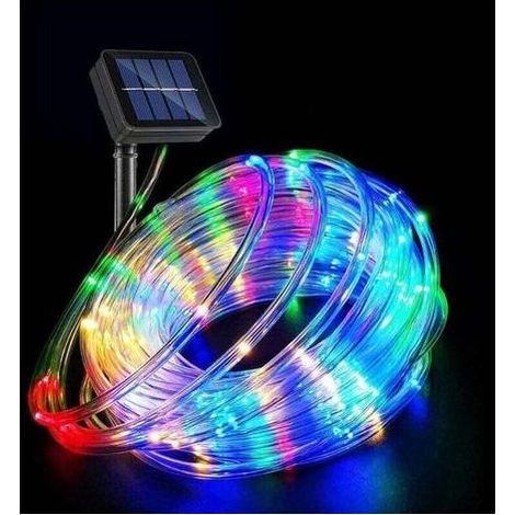 Solaire Ruban Lumineux,100 LED Lumières de Fil de Tube de Cuivre 8 Modes Decoration Lumineuse Solaire Extérieur pour Noël Jardin cour Chemin Clôture Arbre Backyard-Fei Yu (1/4)
