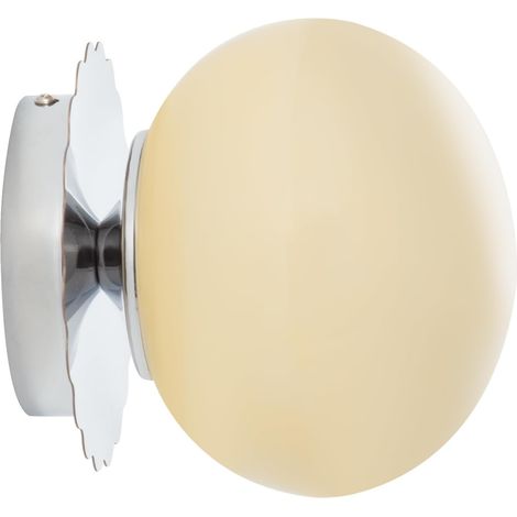 Applique murale en verre beige chromé, douille E27, 1 ampoule (1/5)