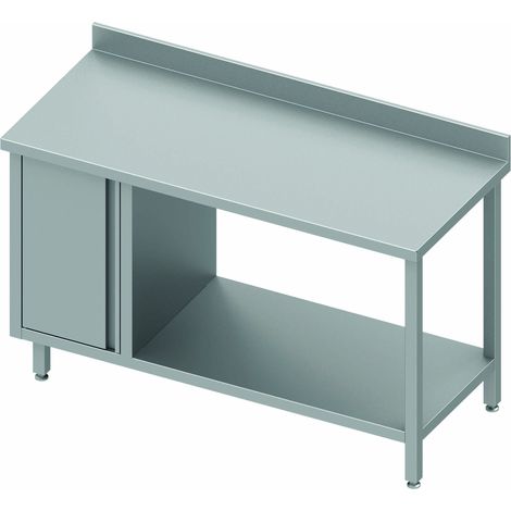 Table Inox Adossée Avec Porte et Etagère - Gamme 600 - Stalgast