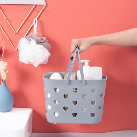 Panier De Rangement Pour Salle De Bain - Panier À Douchette En PP - Capacité Élevée - Avec Trous De Drainage - Poignées Pliables - Pour Salle De Bain Cuisine Camping Gym - 1 Pièce (1/5)