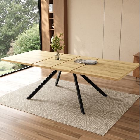 Tavolo da pranzo allungabile 160/200/240 x 90 cm per 6-10 persone, in MDF effetto rovere, facile da montare (1/5)